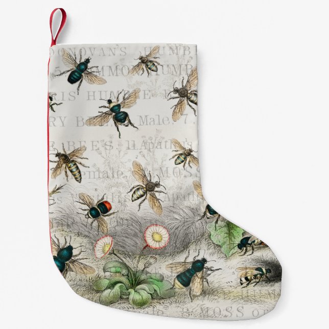 Petite Chaussette De Noël Bee Honey Travailleur Queen Bees Antique (Devant)