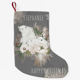 Petite Chaussette De Noël Belle Ours gris polaire Joyeux Nom de Noël