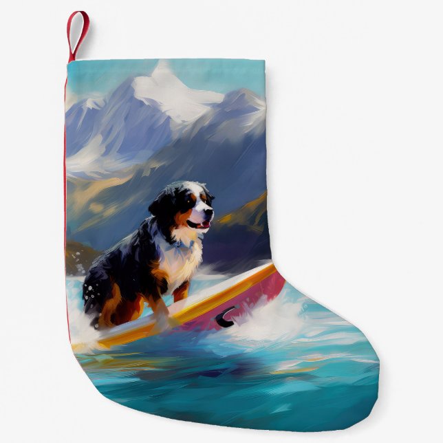 Petite Chaussette De Noël Bernese Mountain Beach Surf Paining (Devant)