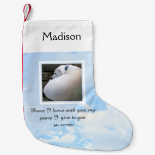 Petite Chaussette De Noël Bible de la Paix chrétienne Verset Une photo Bleu