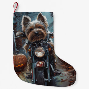 Petite Chaussette De Noël Biewer Terrier équitation Moto Halloween Effrayer
