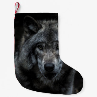 PETITE CHAUSSETTE DE NOËL BLACK AND BROWN WOLF PAINTING