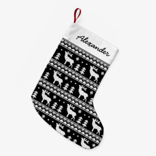 Petite Chaussette De Noël Black Fair Isle Christmas Sweat Motif