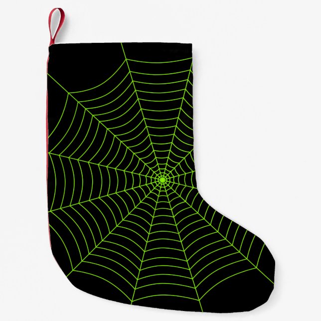 Petite Chaussette De Noël Black neon vert toile d'araignée Halloween motif (Devant)
