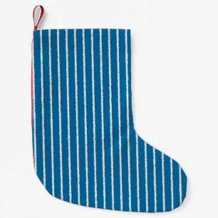 Petite Chaussette De Noël Bleu et blanc avec lignes inégales