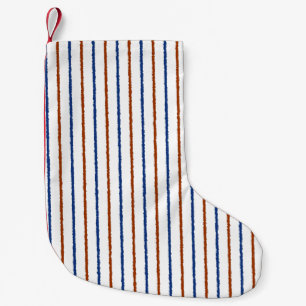 Petite Chaussette De Noël Bleus Brown et marine avec lignes inégales