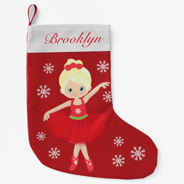 Petite Chaussette De Noël Blonde personnalisée Ballerina de Noël (Devant)