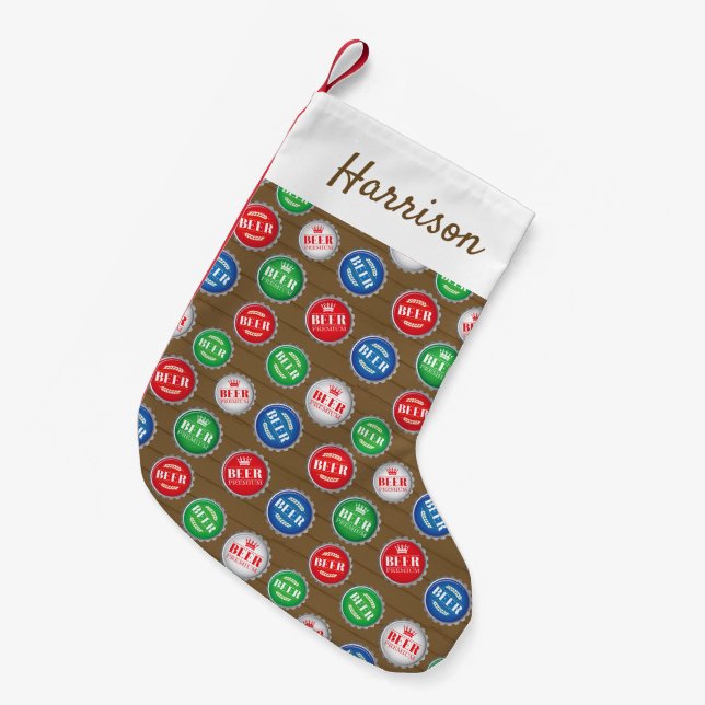 Petite Chaussette De Noël Boisson de bière Barman amusant (Devant (Accrochage))