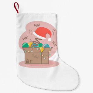Petite Chaussette De Noël Boite artisanale avec décoration de Noël et chapea