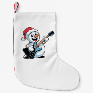 Petite Chaussette De Noël Bonhomme de neige jouant de la guitare électrique 