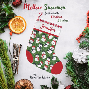 Petite Chaussette De Noël Bonhommes de neige détendus - Noël rouge sur fond