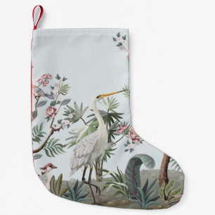 Petite Chaussette De Noël Bordure en style chinoiserie avec cigognes et peon