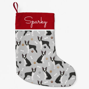 Petite Chaussette De Noël Boston Terrier Bones and Paws