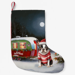 Petite Chaussette De Noël Boston Terrier Caravan Christmas Adventure