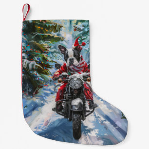 Petite Chaussette De Noël Boston Terrier Dog équitation moto Noël