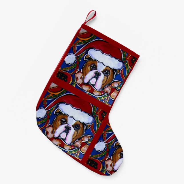 Petite Chaussette De Noël Bouledogue       (Devant (Accrochage))