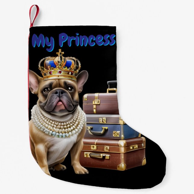 Petite Chaussette De Noël Bouledogue français Noël Couronne (Devant)