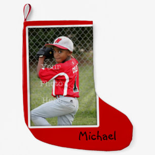 Petite Chaussette De Noël Boys Photo Custom Red Christmas Stocking