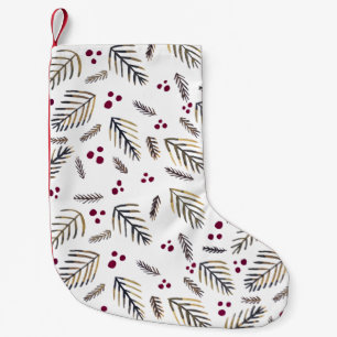 Petite Chaussette De Noël Branches d'arbres de Noël et baies - Bourgogne