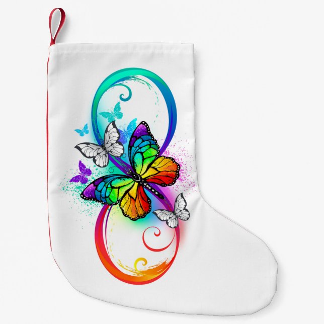 Petite Chaussette De Noël Bright infinity with rainbow butterfly (Devant)