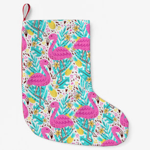 Petite Chaussette De Noël Bright summer pattern with flamingo, hearts, ice-c