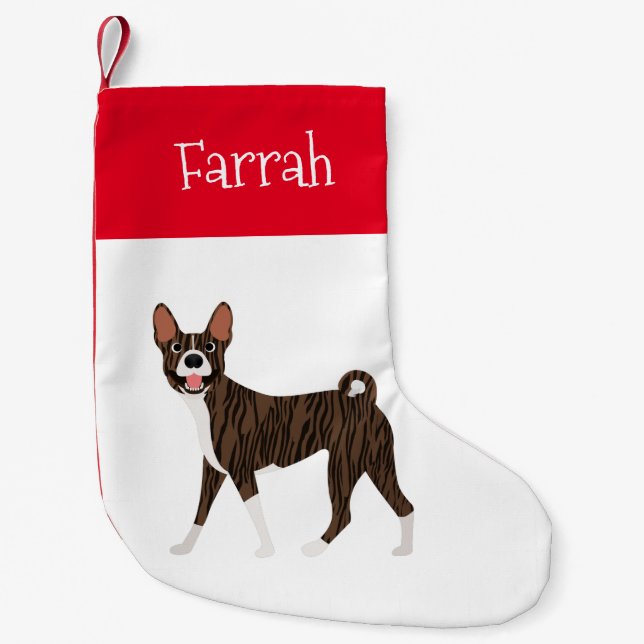Petite Chaussette De Noël Brindle Basenji Personnalisé (Devant)