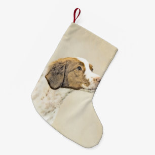 Petite Chaussette De Noël Brittany Paining - Un joli art original de chien
