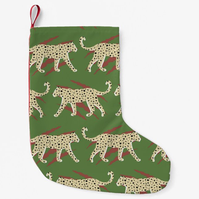 Petite Chaussette De Noël Brochures sauvages : léopard en répétition (Devant)
