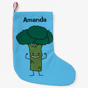 Petite Chaussette De Noël Brocoli fléchissant le légume heureux de vert de