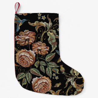 Petite Chaussette De Noël Broderie rose, Style Renaissance.