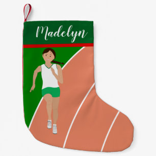 Petite Chaussette De Noël Brown Piste de cheveux en vert
