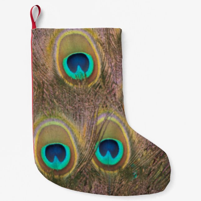 Petite Chaussette De Noël Brun et paon d'or (Devant)