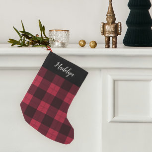 Petite Chaussette De Noël Buffle rouge et noir Plaid personnalisé