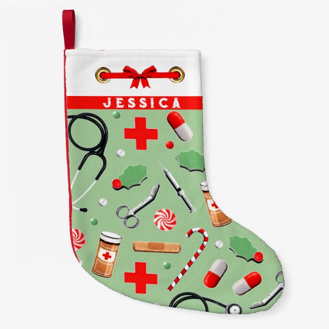 Petite Chaussette De Noël Cadeau de vacances infirmière (Devant)
