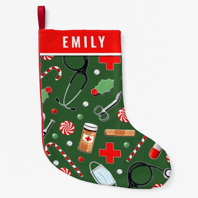 Petite Chaussette De Noël Cadeau de vacances pour infirmière personnalisée (Devant)