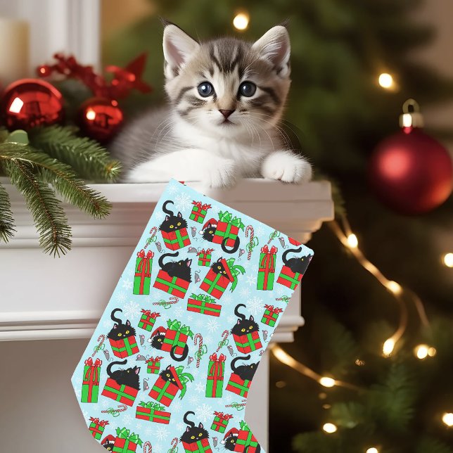 Petite Chaussette De Noël Cadeaux de Noël de chat noir (Créateur téléchargé)