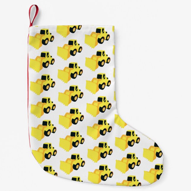 Petite Chaussette De Noël Camion de construction de chargeur frontal (Devant)