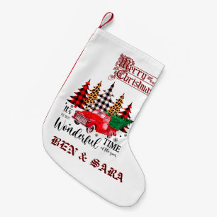 Petite Chaussette De Noël Camion rouge vintage Joyeux Noël avec votre nom