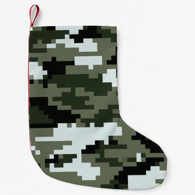 Petite Chaussette De Noël Camouflage urbain numérique à 8 bits / Camo (Devant)