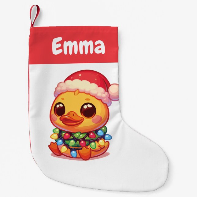 Petite Chaussette De Noël Canard Joyeux Noël Animaux d'hiver Cute Canards (Devant)
