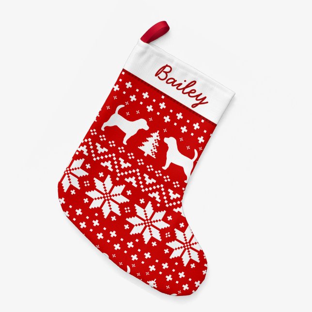 Petite Chaussette De Noël Canine mignonne de motif de vacances de (Devant (Accrochage))