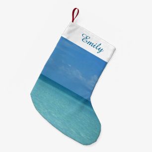 Petite Chaussette De Noël Caraïbes Horizon Tropical Turquoise Bleu