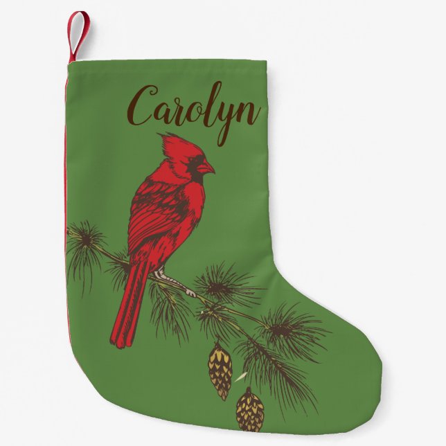 Petite Chaussette De Noël Cardinal rouge (Devant)
