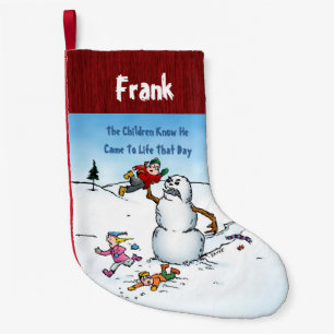 Petite Chaussette De Noël Caricature amusante du tueur Snowman
