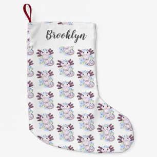 Petite Chaussette De Noël Caricature axolotl rose adorable