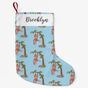 Petite Chaussette De Noël Caricature de bébé orangoutan joyeux