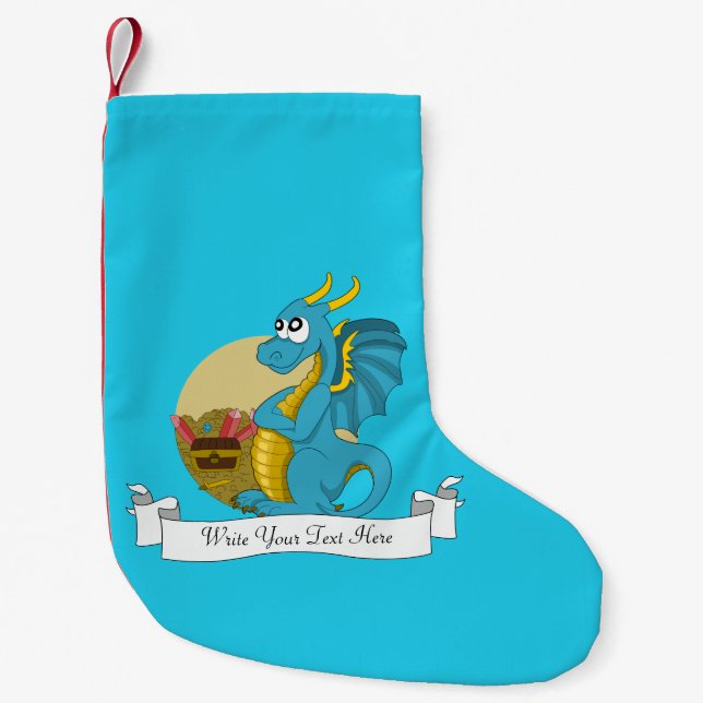 Petite Chaussette De Noël Caricature de dragon bleu (Devant)