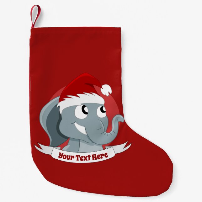 Petite Chaussette De Noël Caricature de Noël avec un petit chris d'éléphant  (Devant)