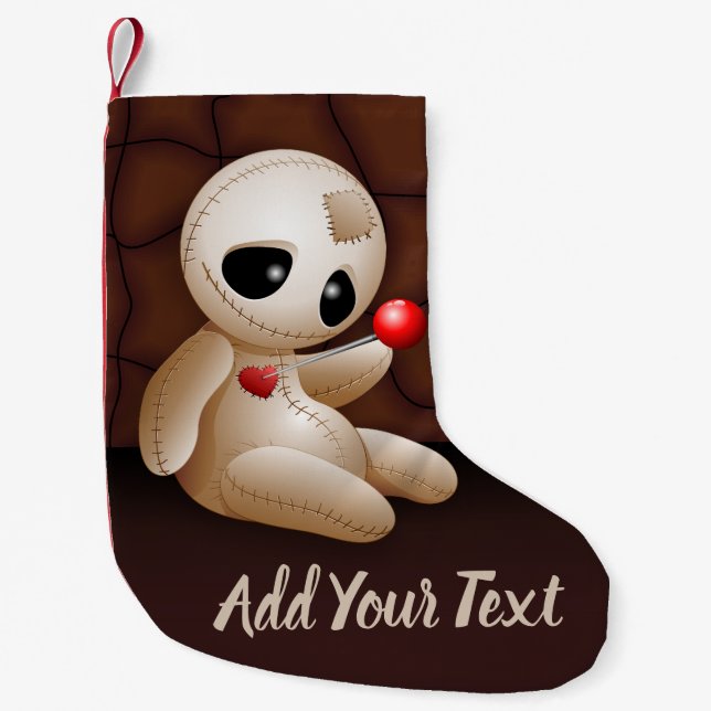 Petite Chaussette De Noël Caricature de poupée vaudou en amour (Devant)