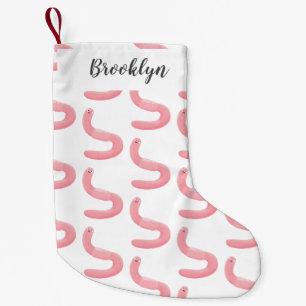 Petite Chaussette De Noël Caricature de vers de terre rose joli
